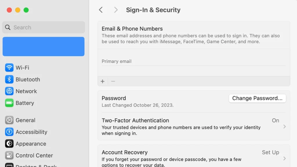 Apple Sign-in and Security on Mac - How to Change Apple ID Password