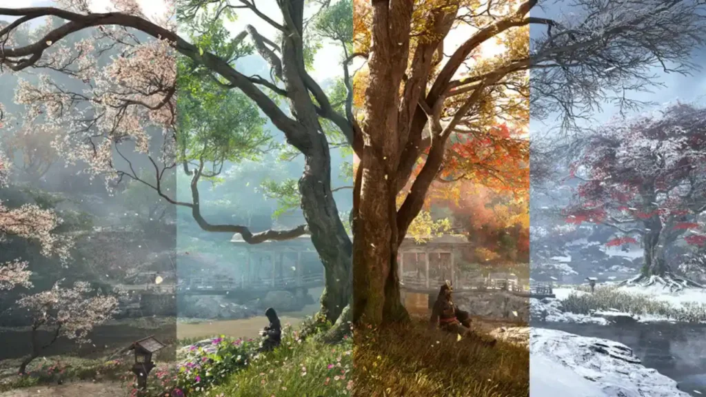 Collage of 4 Seasons of Assassin's Creed Shadows - How to Change the Season in Assassin's Creed Shadows?