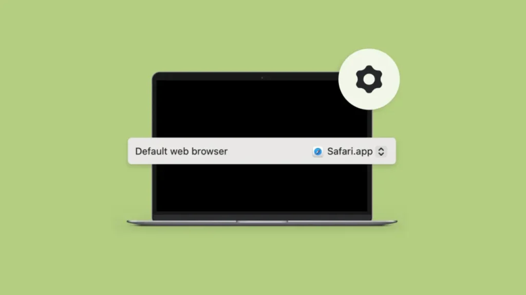 Illustration of Mac with Default Browser Settings Text - How to Change Default Browser?