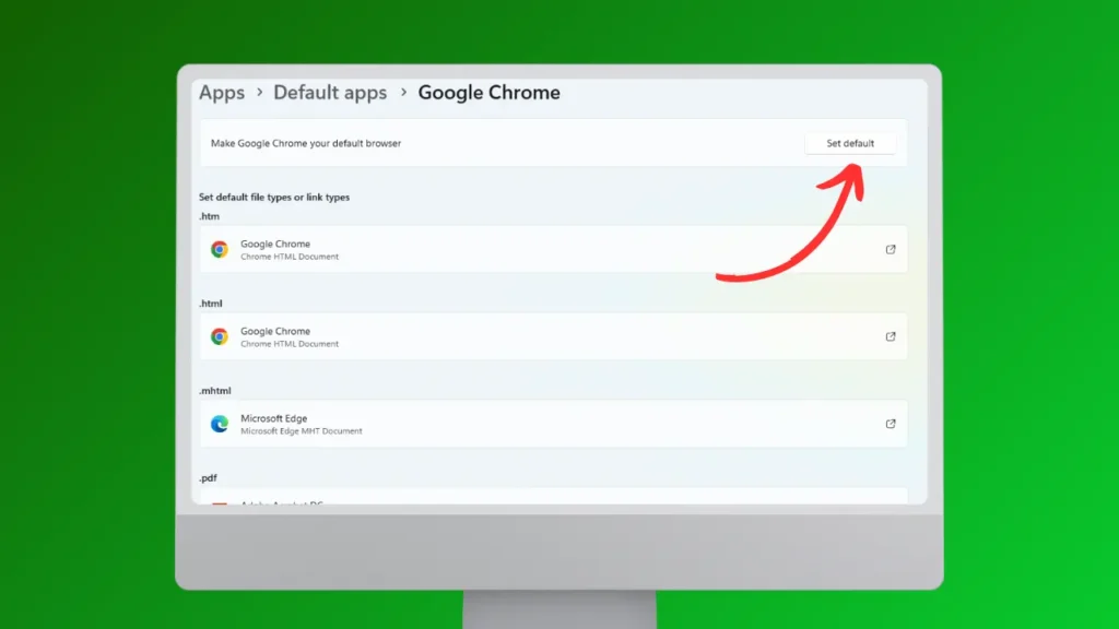 Windows Default Apps Screen Featuring Chrome Settings - How to Change Default Browser?