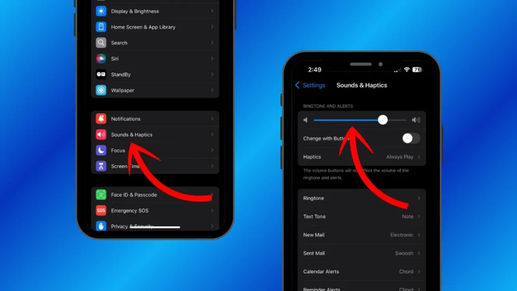Screenshots Featuring Steps to Set Ringtone And Alerts' Volume - How to Change Alarm Sound on iPhone?