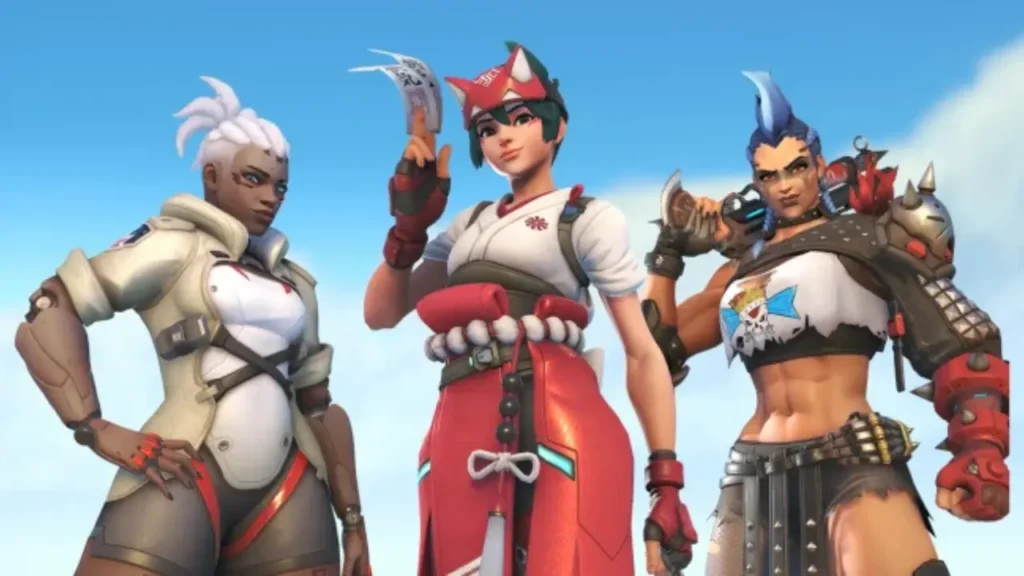 Sojourn, Kiriko & Junker Queen Characters from Overwatch 2 Stand Side-By-Side - How to Change Language in Overwatch 2?