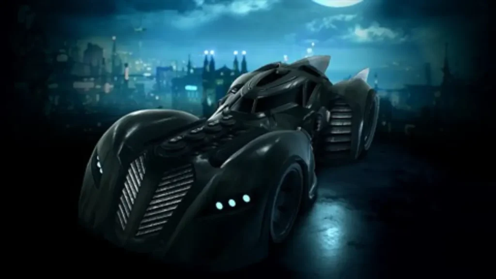 A Sleek Batmobile from Arkham Knight with Glowing Blue Lights - How to Change Batsuit in Arkham Knight?